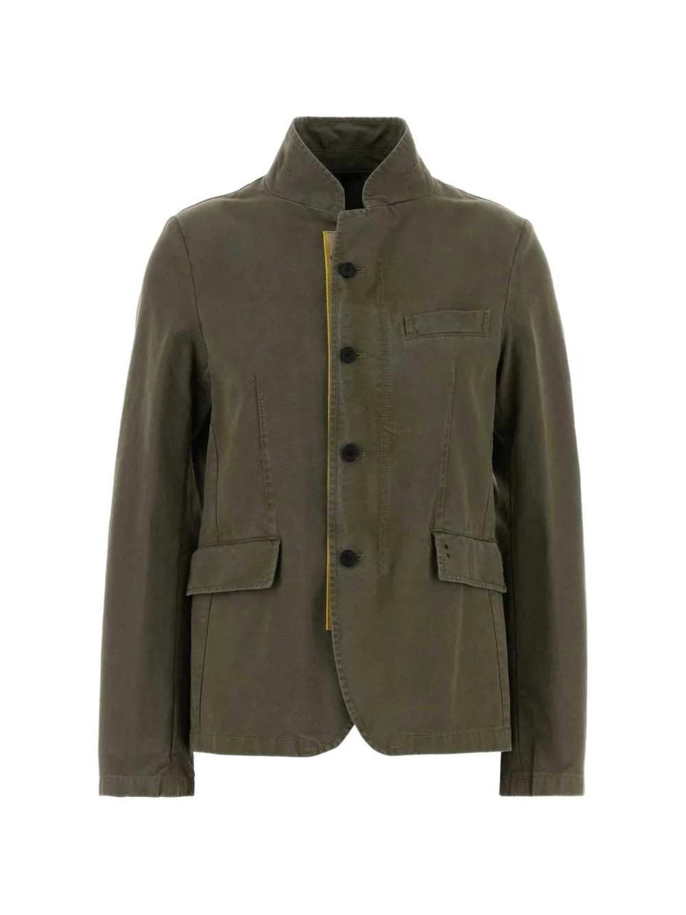 logo-print drill jacket - 1