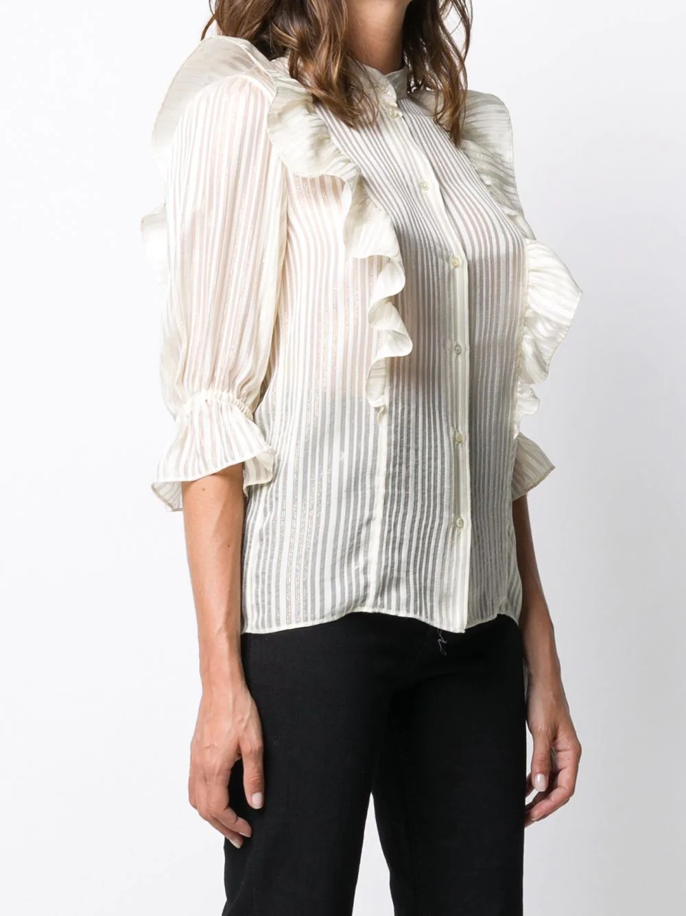 lamé striped silk blouse - 3