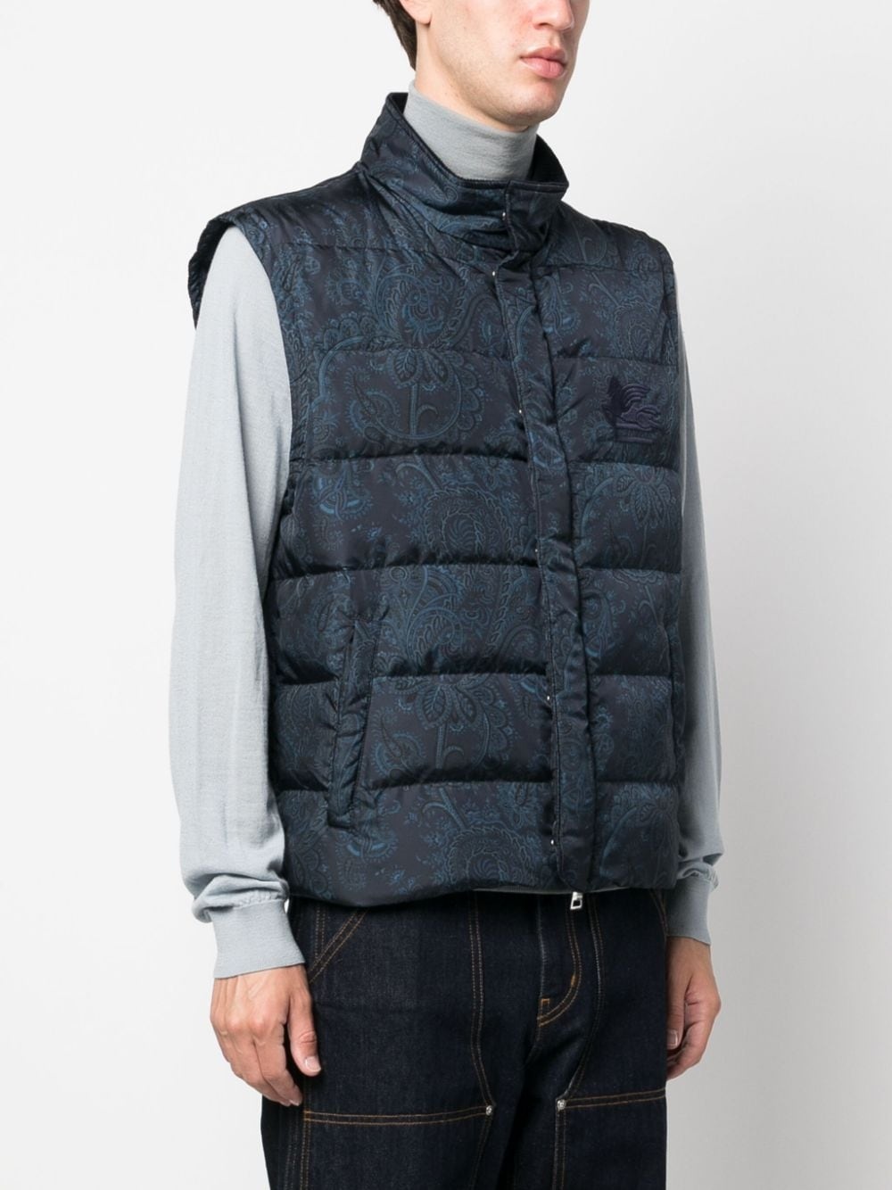paisley-print funnel-neck gilet - 3