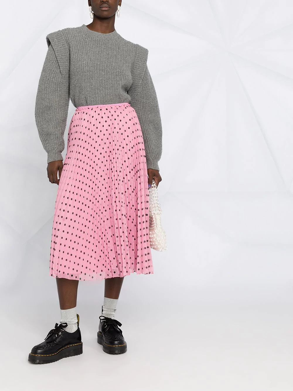 polka dot pleated skirt - 2