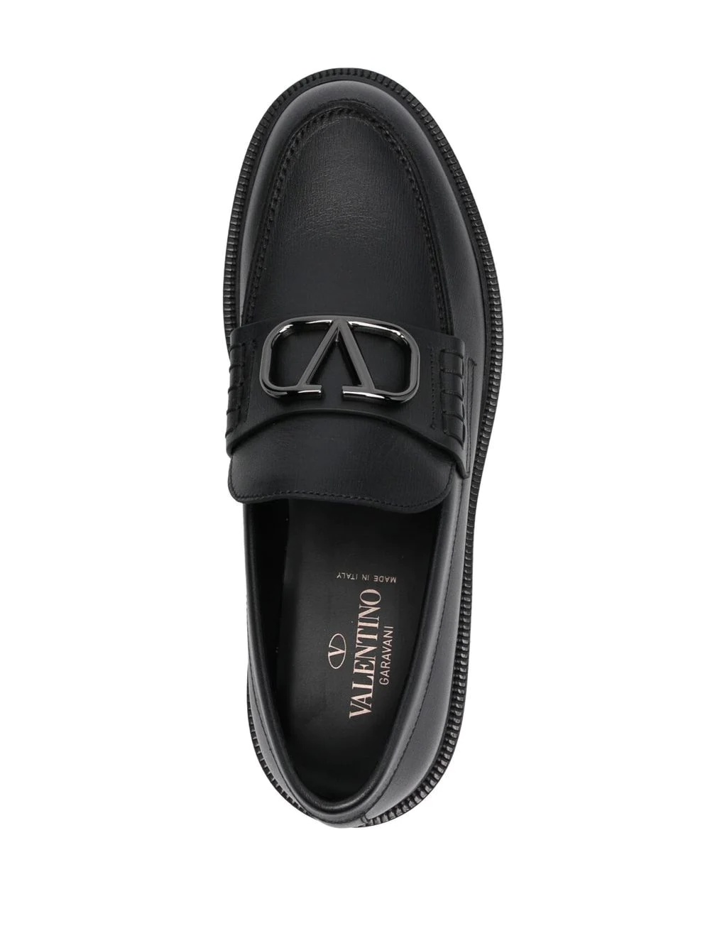 logo-plaque leather loafers - 4