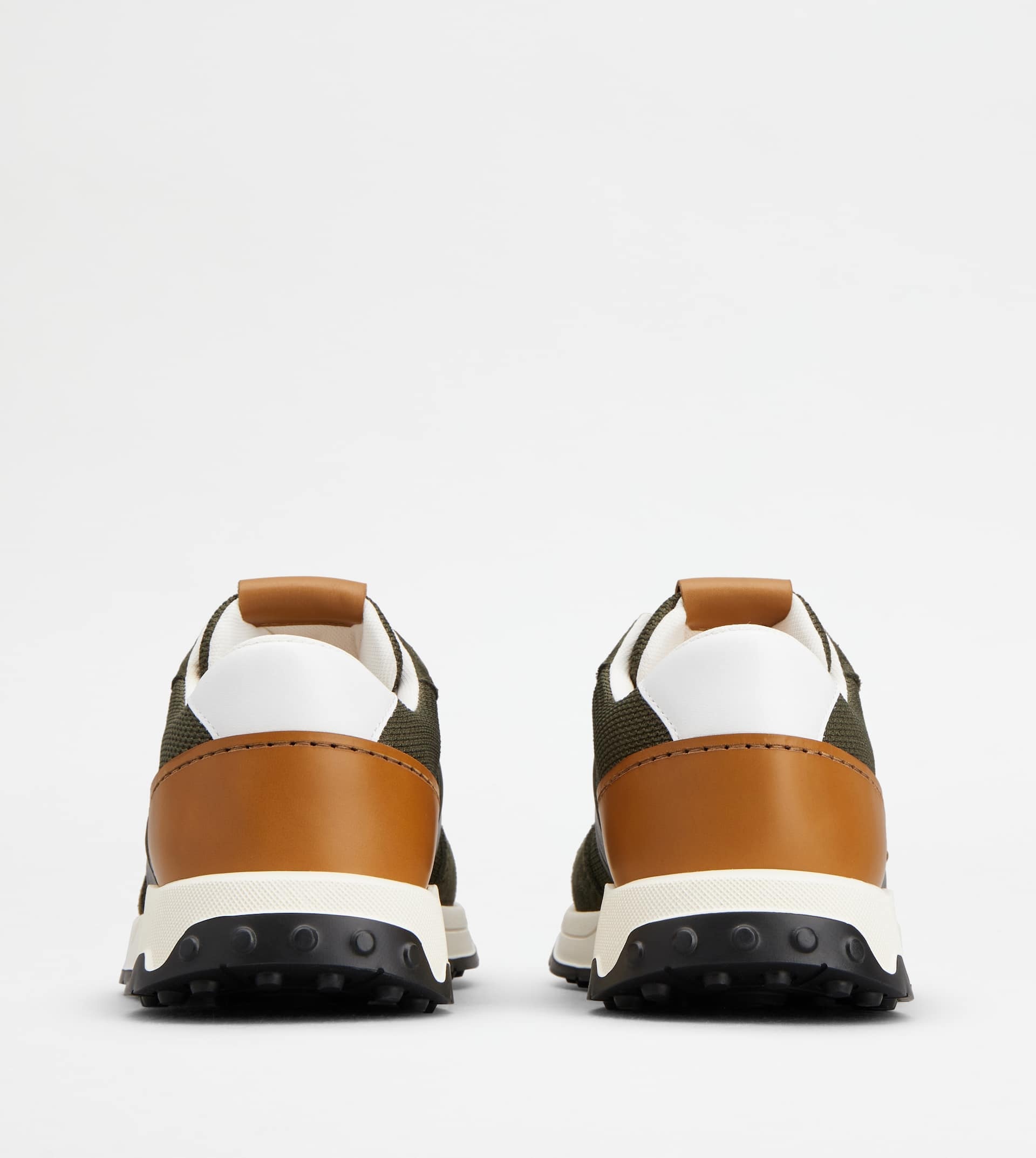SNEAKERS IN LEATHER AND TECHNICAL FABRIC - BROWN, GREEN - 2