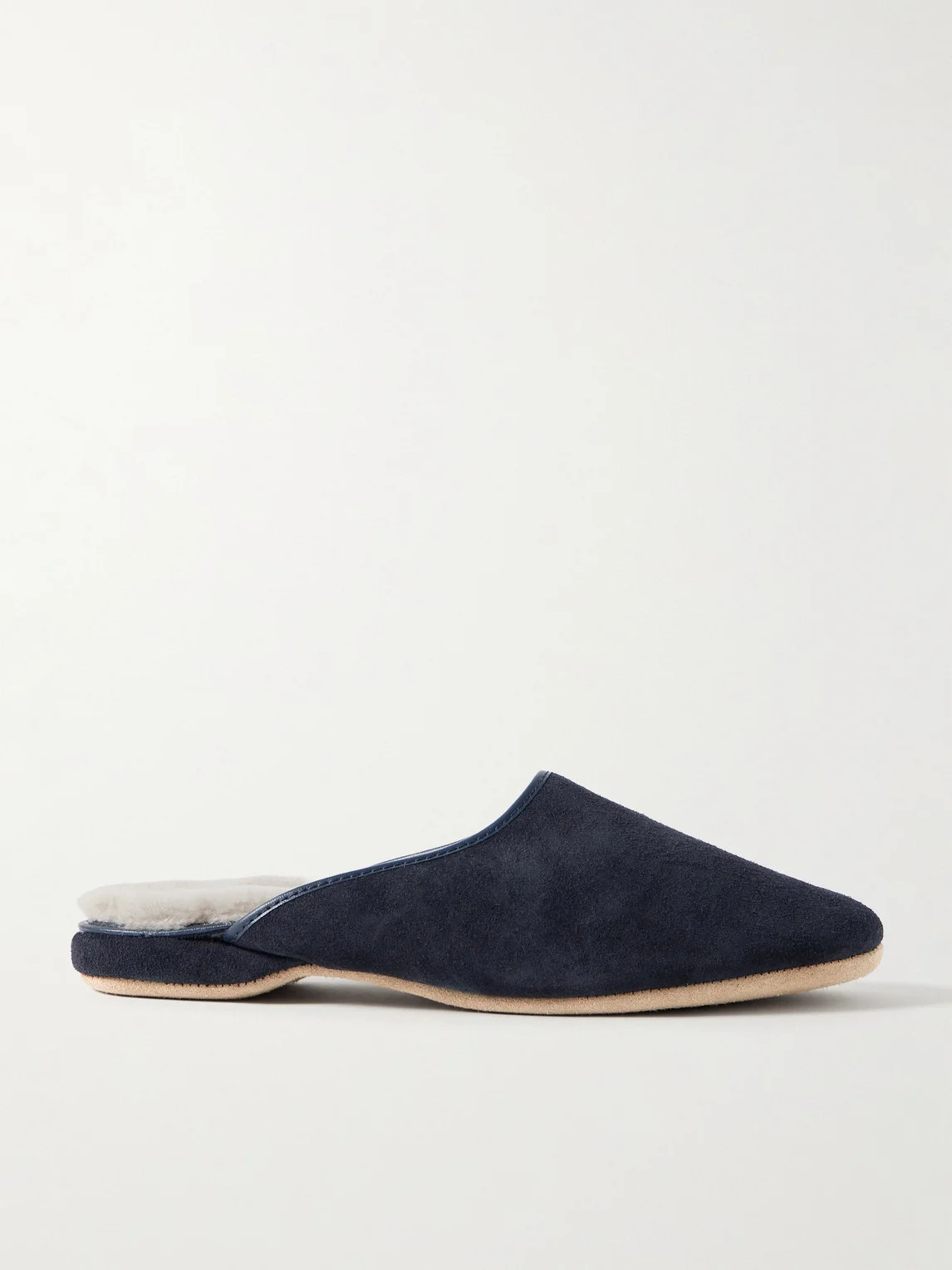 Shearling-Lined Suede Slippers - 1