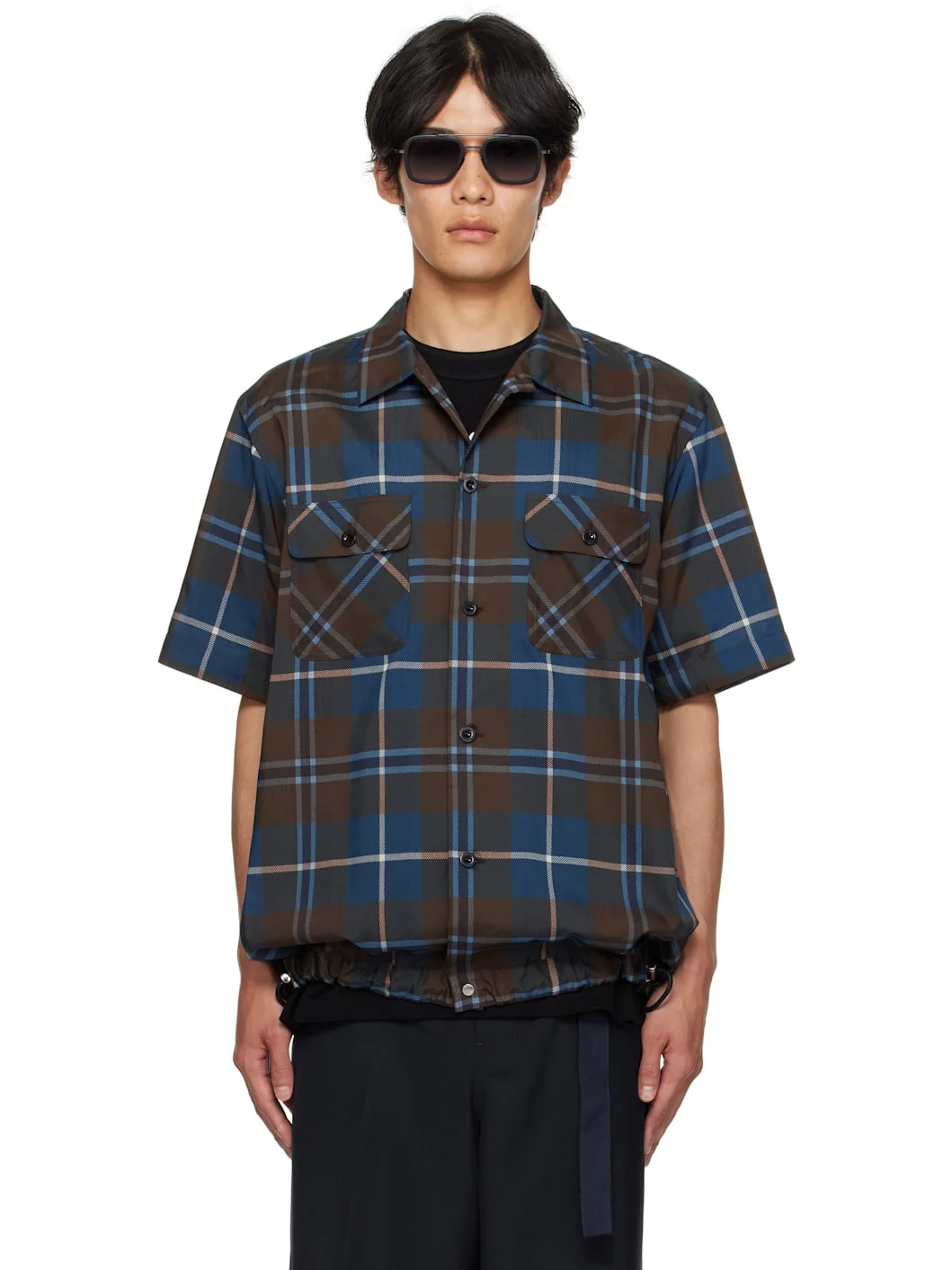 Brown & Navy Plaid Shirt - 1