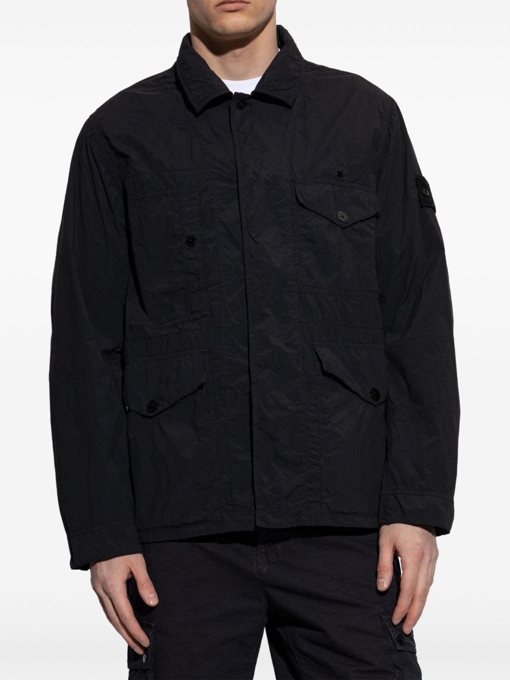 creased multi-pocket shirt jacket - 3