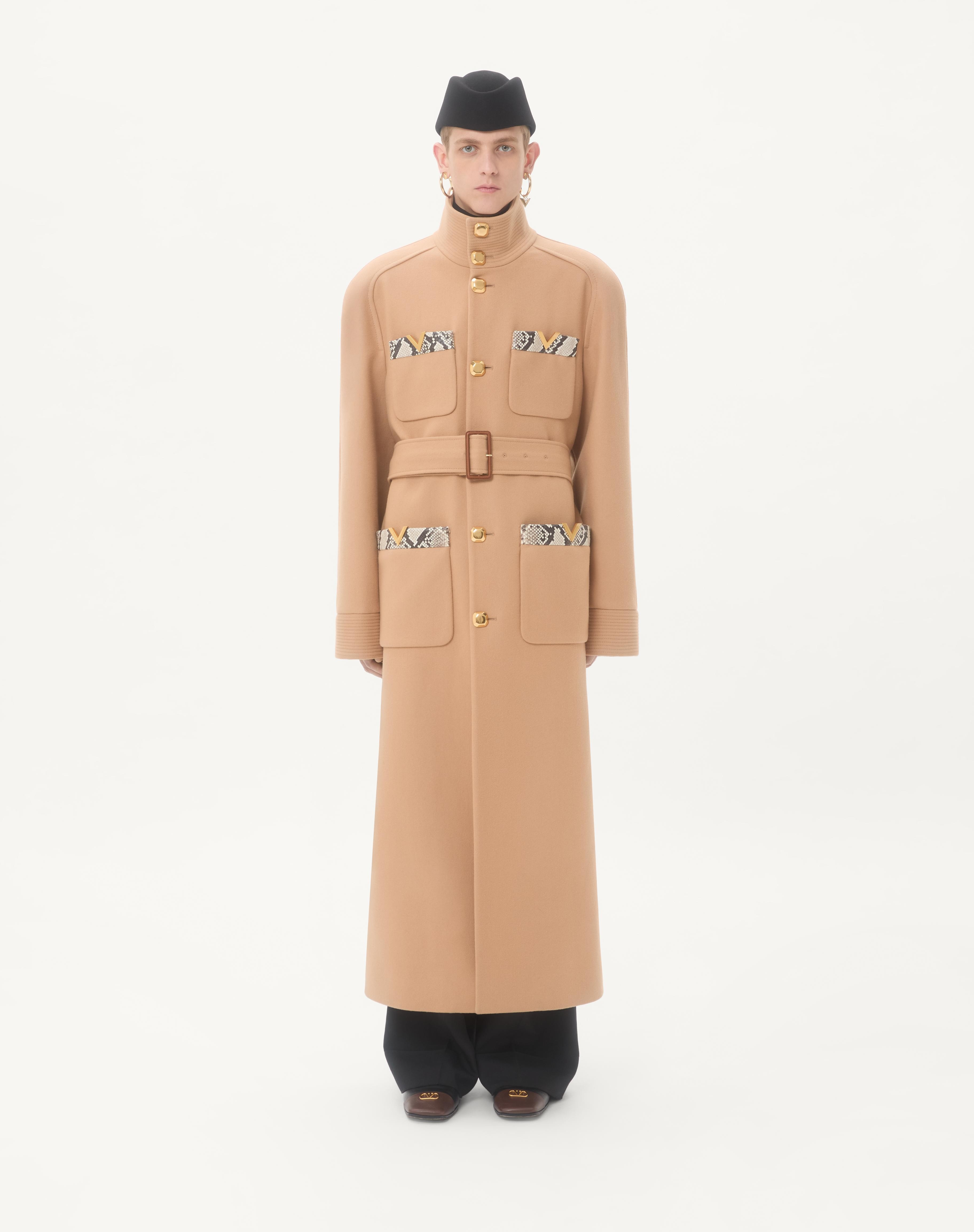 VALENTINO DOUBLE-BREASTED TRENCH COAT IN WOOL FELT WITH AYERS INSERTS - 4