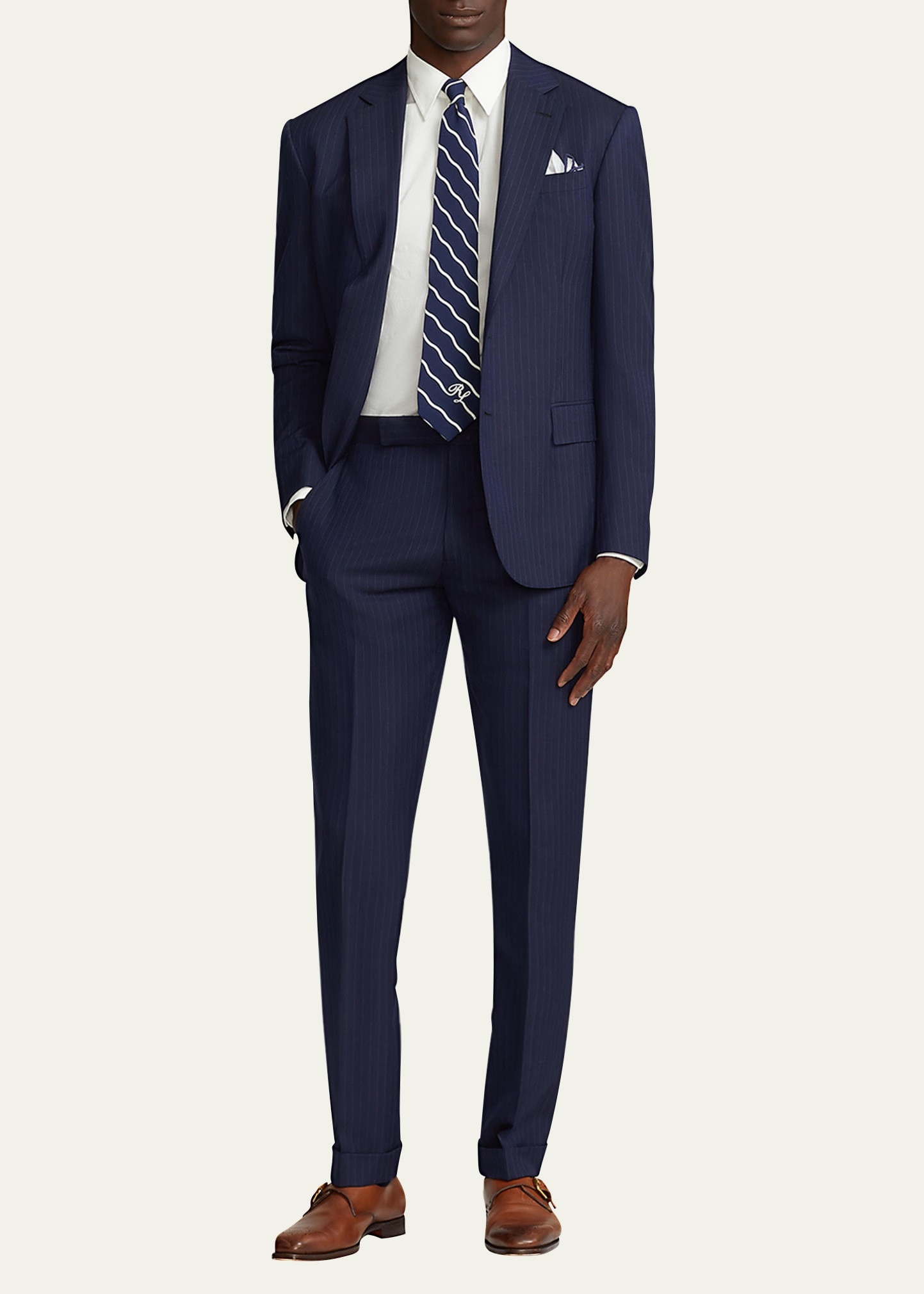 Men's Kent Hand-Tailored Pinstripe Suit - 4