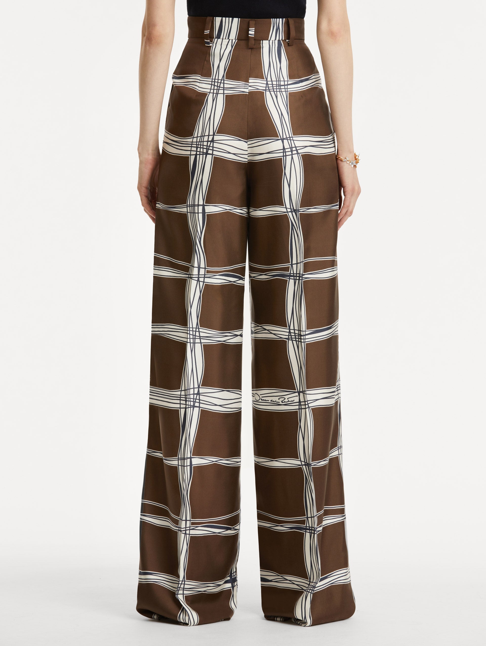 WAVY PLAID SILK TWILL PANT - 4