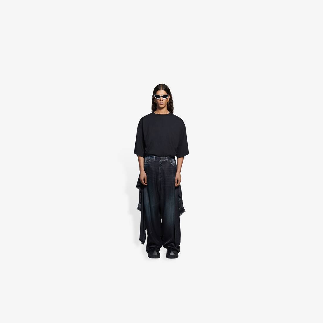 Trompe-l'œil Knotted Pants in Charcoal - 3