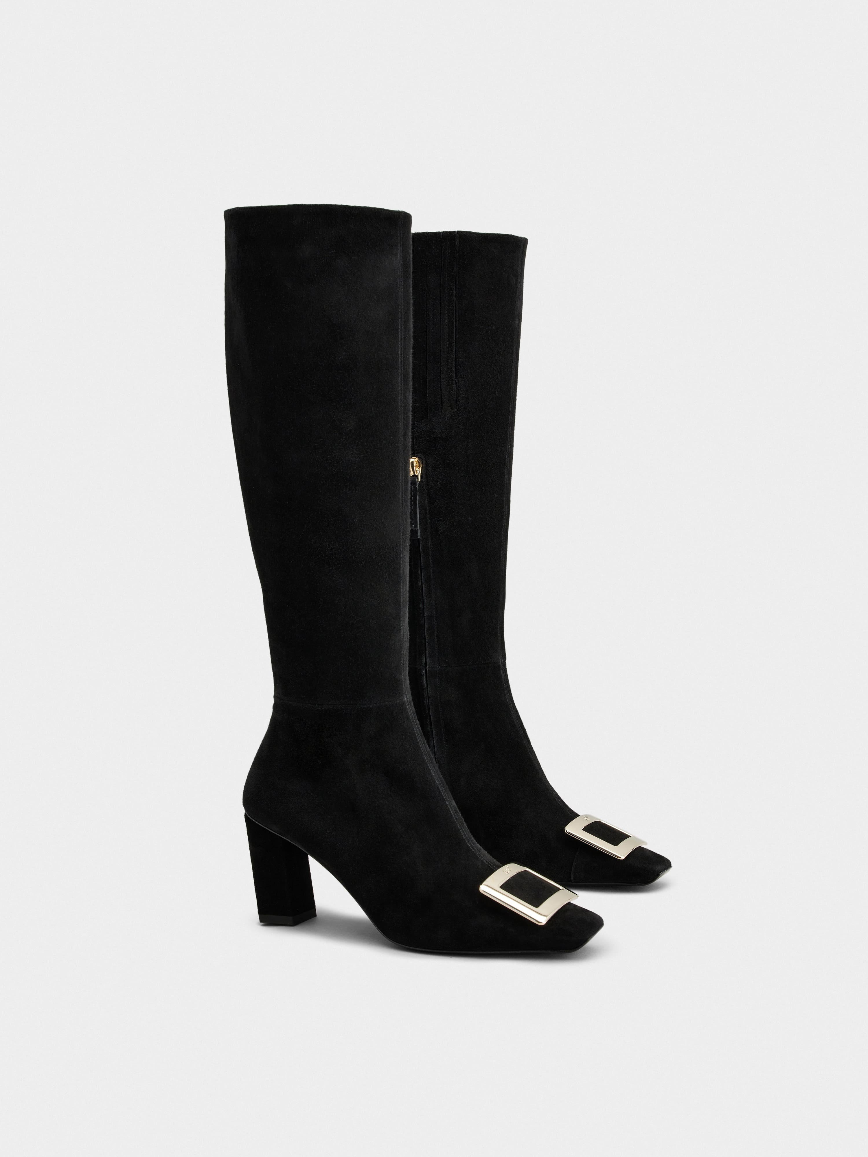 Belle Vivier Metal Buckle Boots in Suede - 2