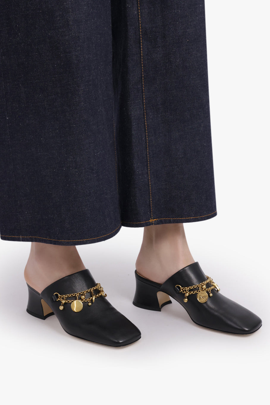 CHARM 55MM LOAFER MULE | BLACK/GOLD - 6