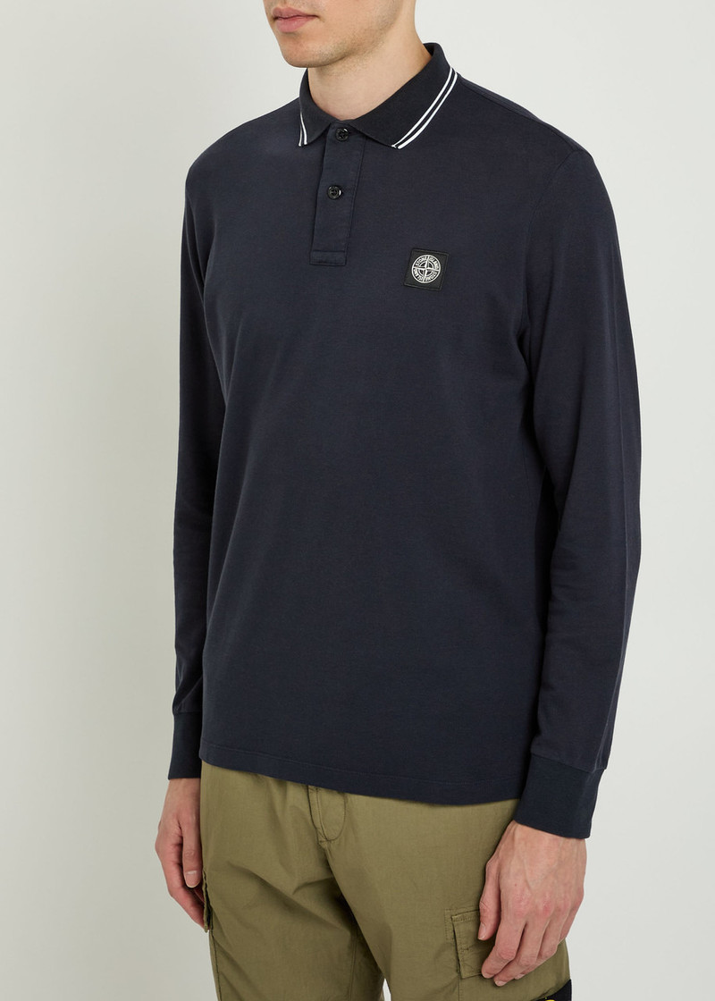 Stone Island Stone Island Logo-appliquéd Piqué Stretch-cotton Polo Shirt outlook
