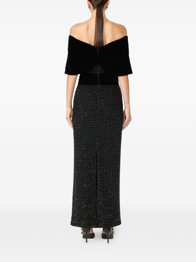 Grace beaded off-shoulder column dress 3