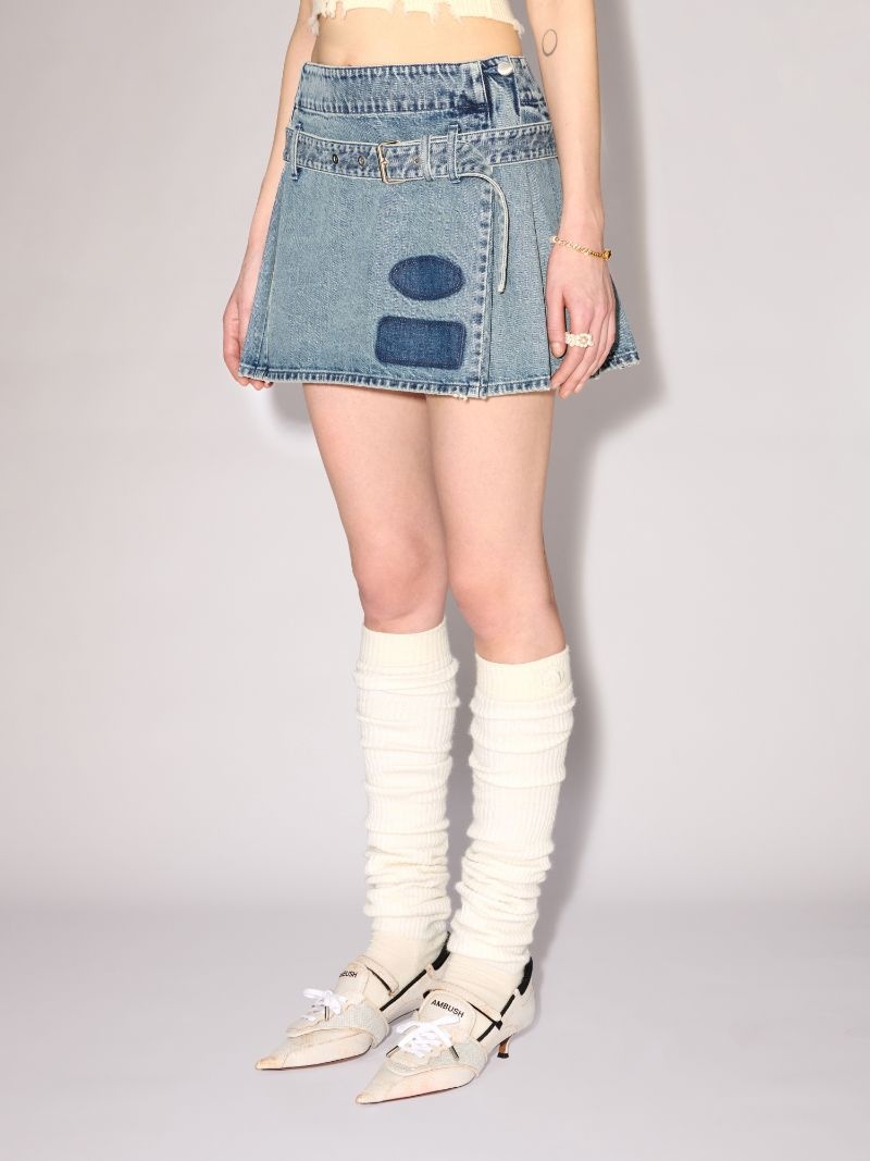DENIM PLEATS SKIRT - 5