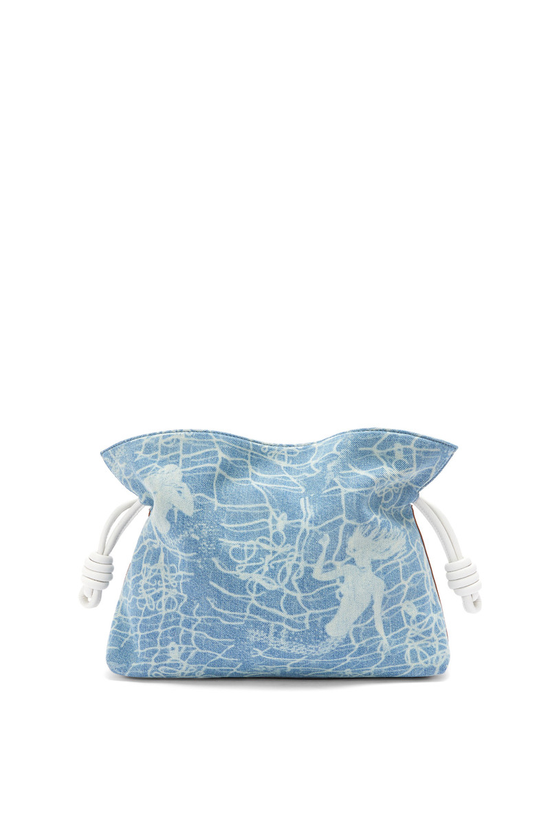 Flamenco clutch in denim and classic calfskin 1