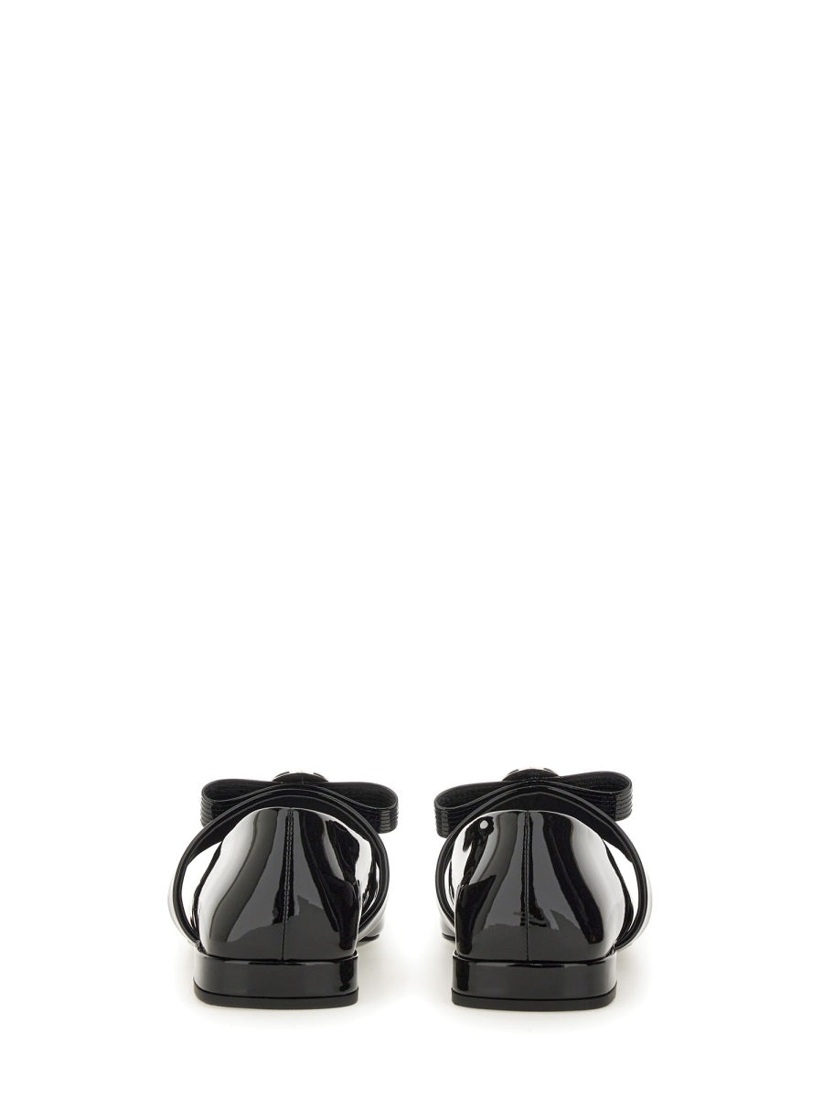 Versace Women Patent Leather Ballerina "Gianni Ribbon" - 4
