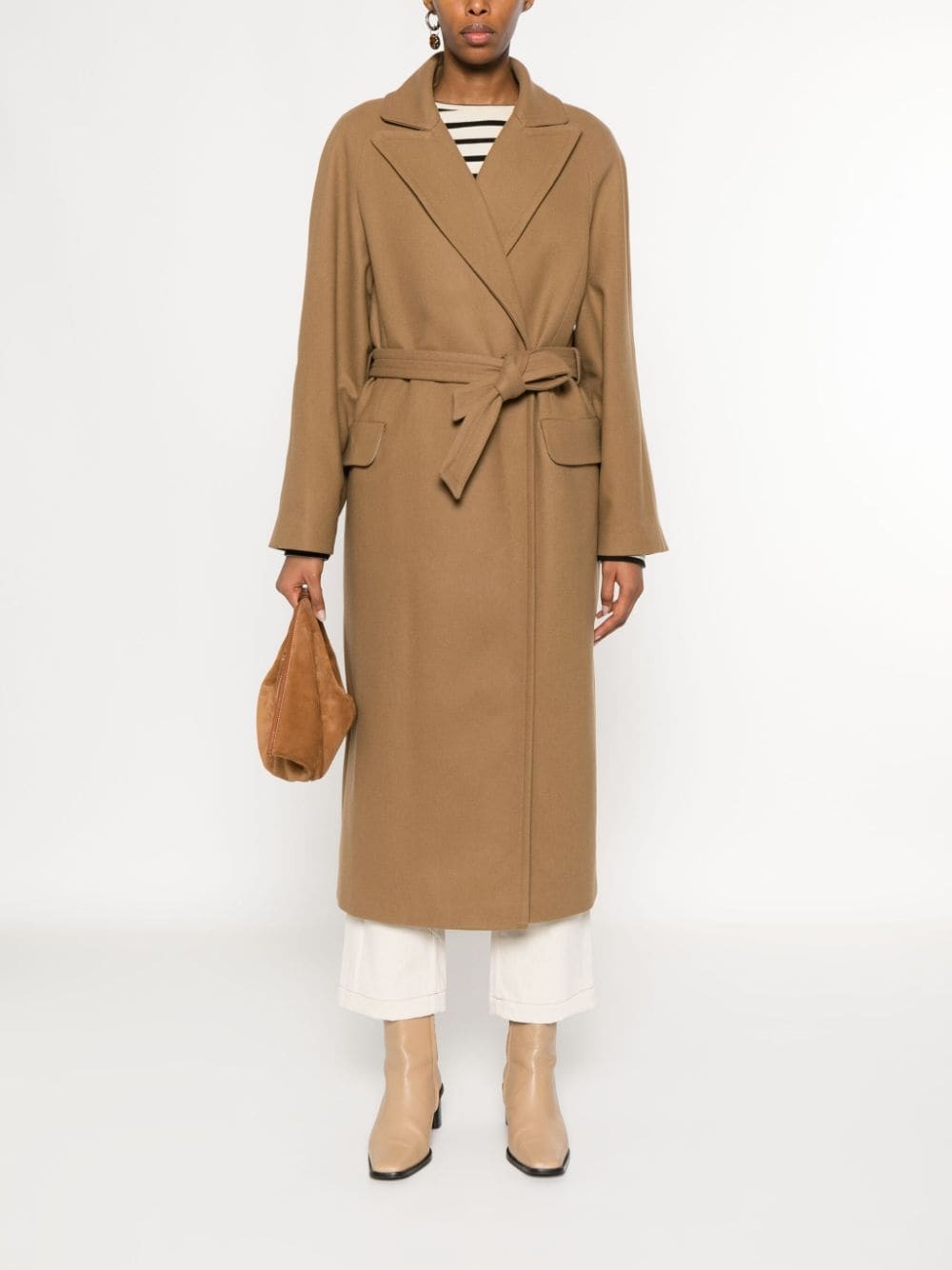 wool-blend belted coat - 2