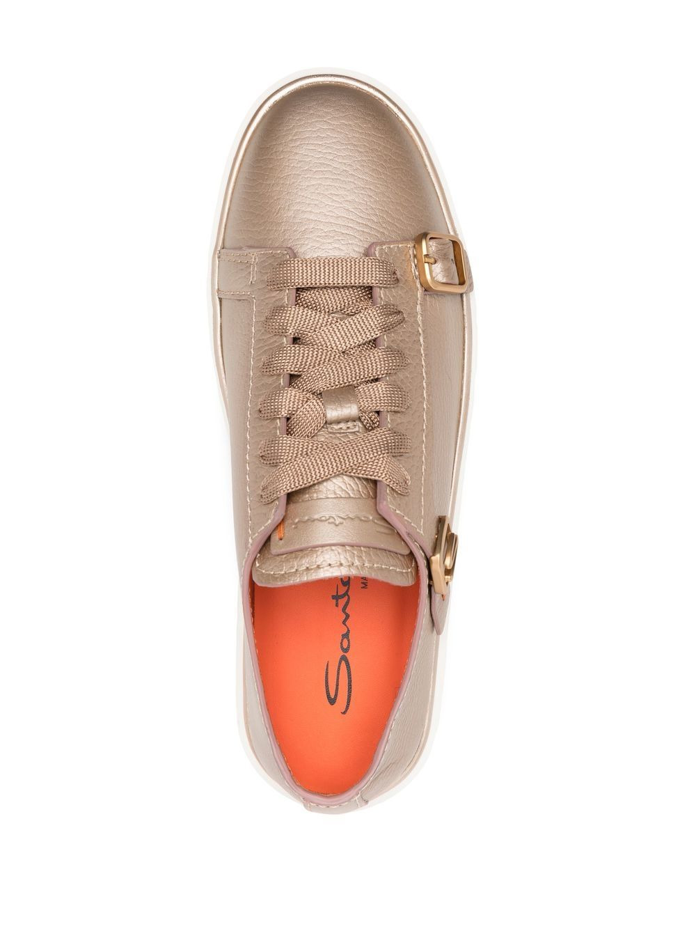 metallic buckle-strap sneakers - 4