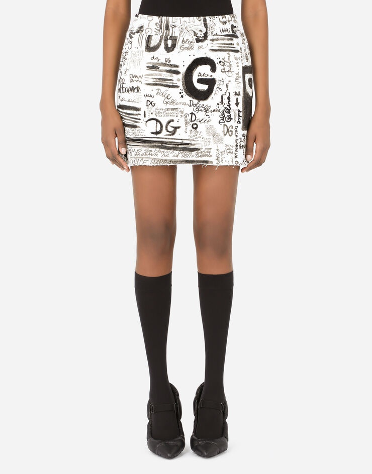 Fleece miniskirt with DG graffiti print - 1