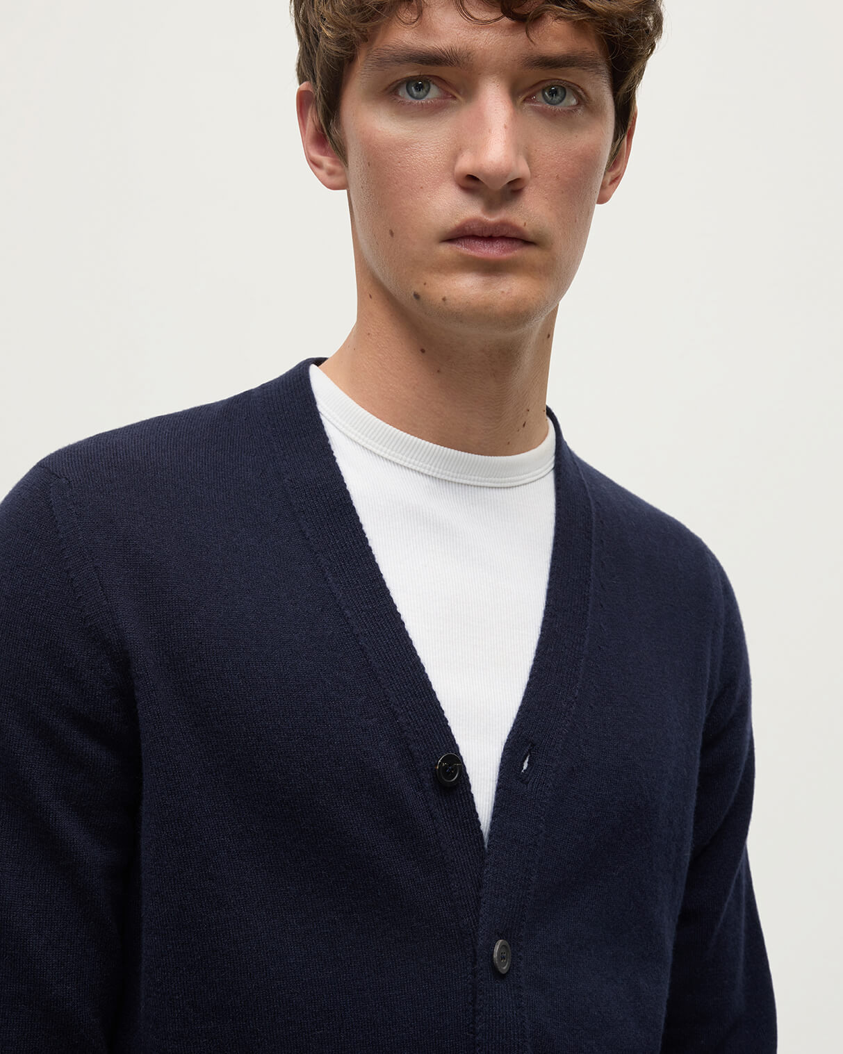 Classic Cashmere Navy Cardigan - 5