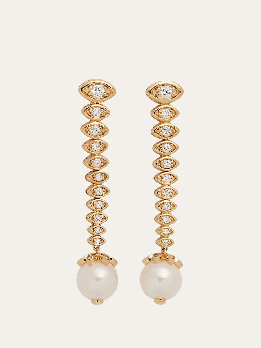 14k Yellow Gold Graduated Marquis Eye Earrings - 1