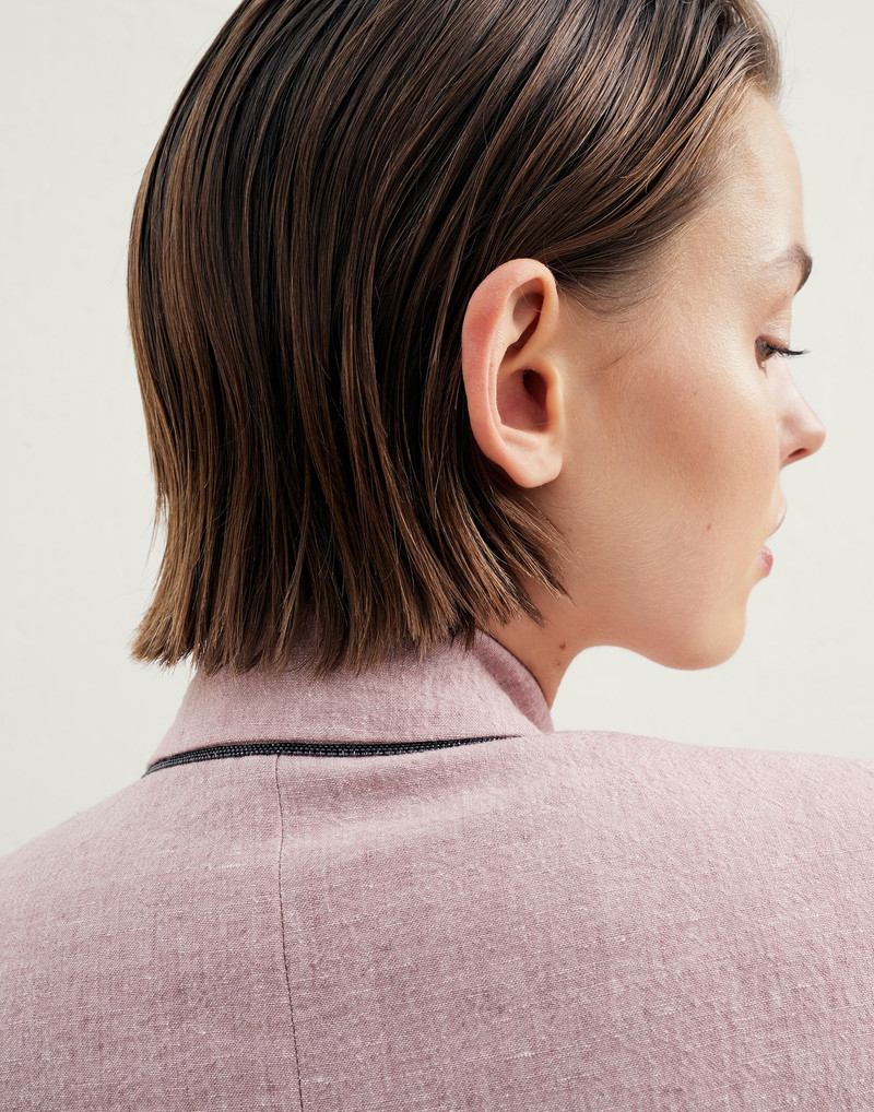 Wrinkled délavé linen blazer with monili 3