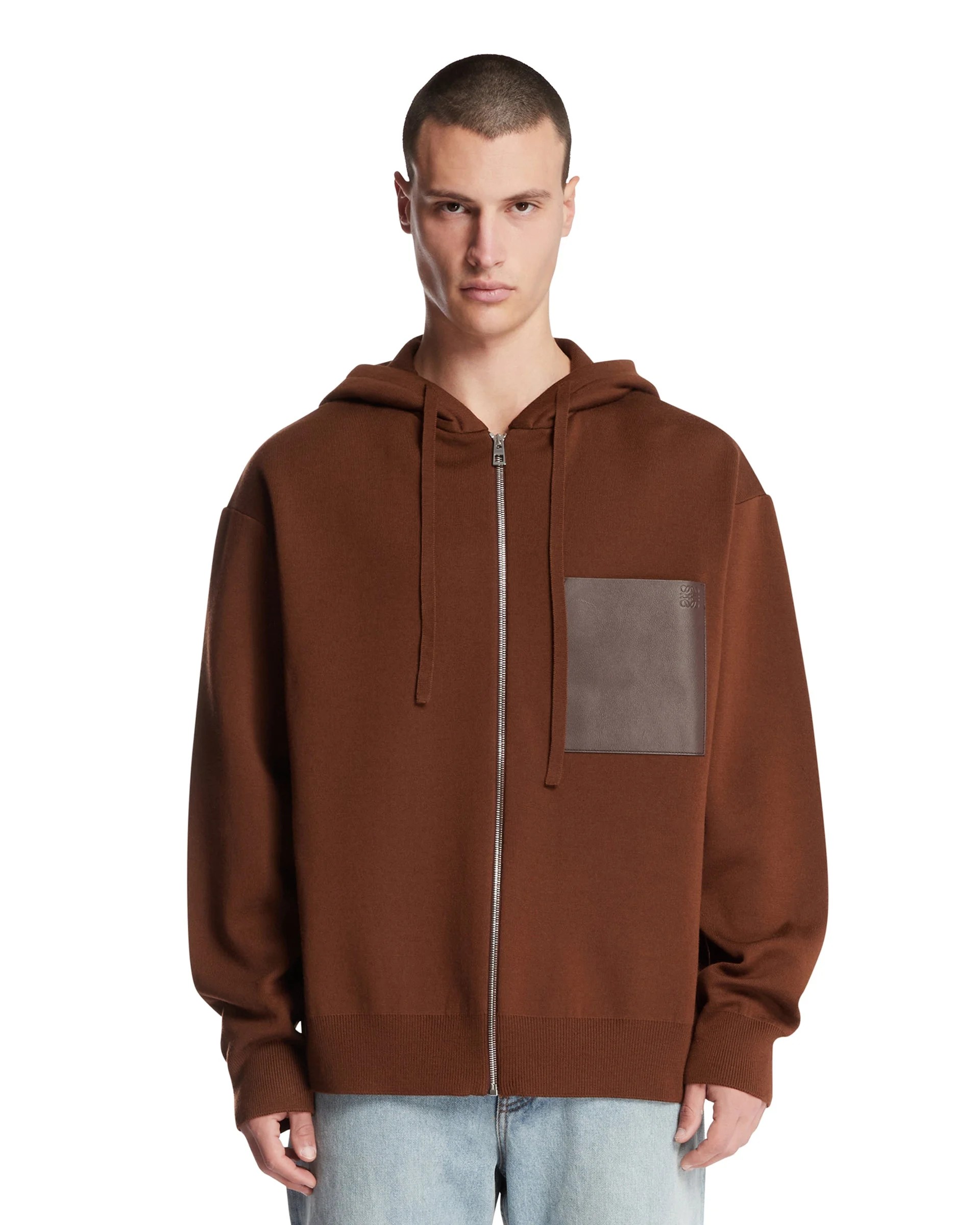 Brown Wool Zip-up Hoodie - 1