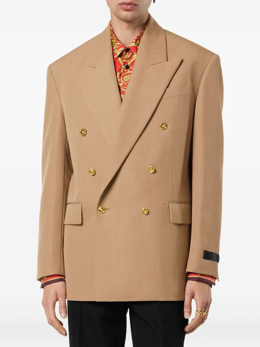 double-breasted gold-button blazer - 3