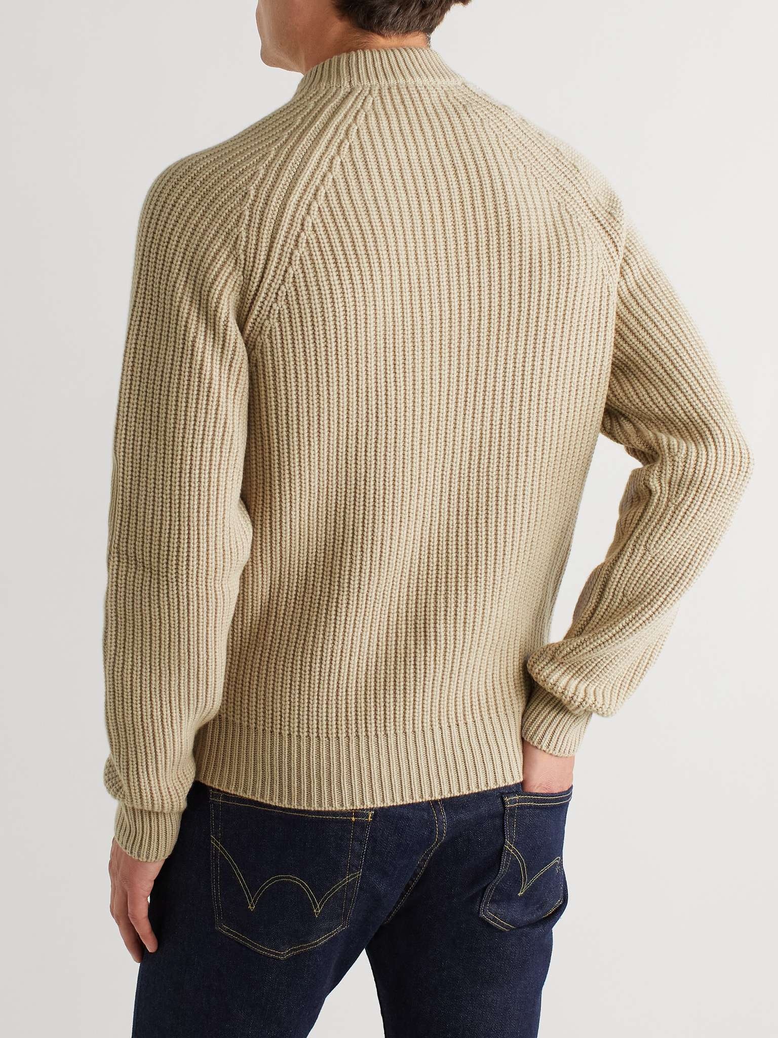 Ribbed Cashmere Mock-Neck Sweater - 4