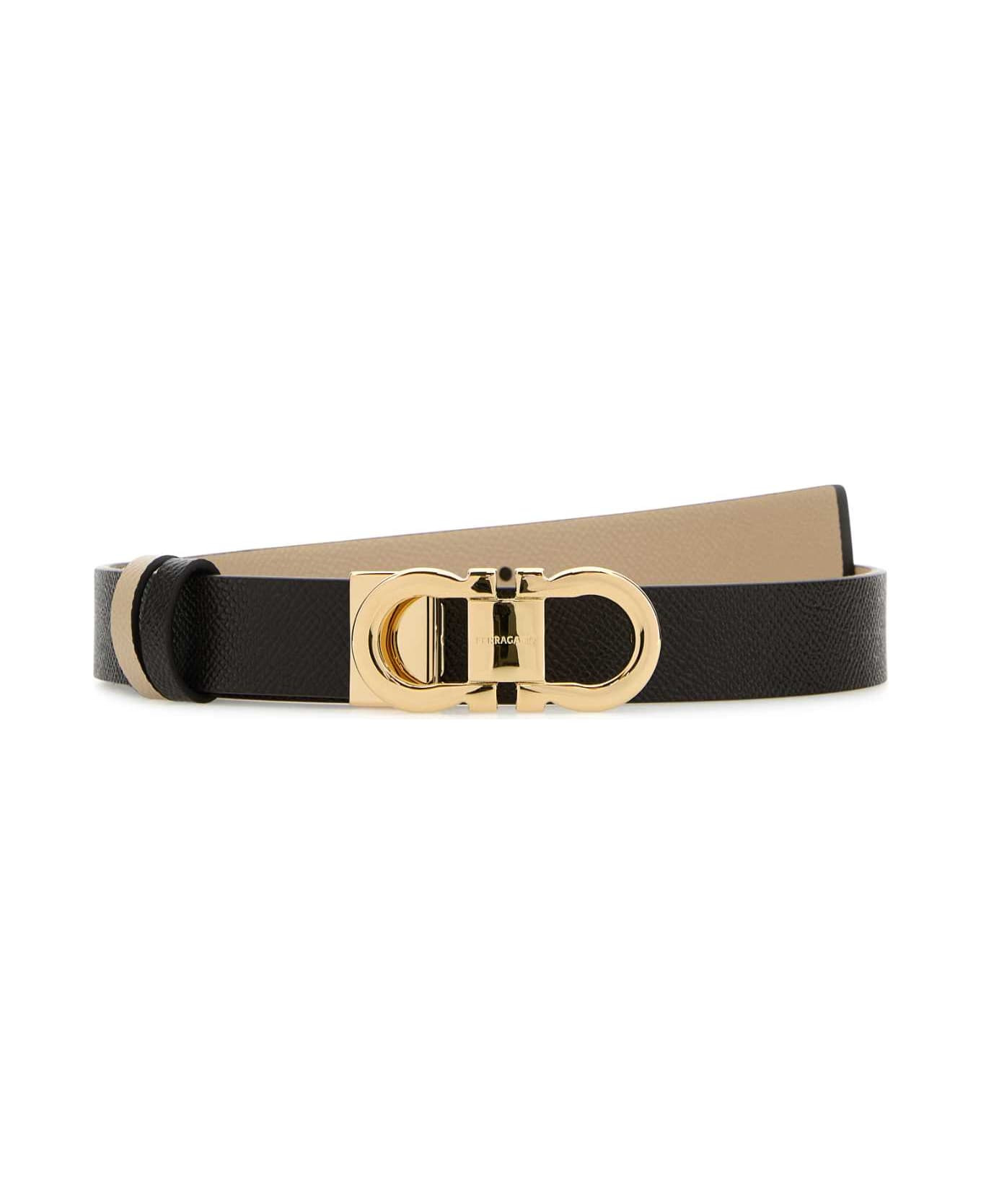 Brown Leather Reversible Belt - 1