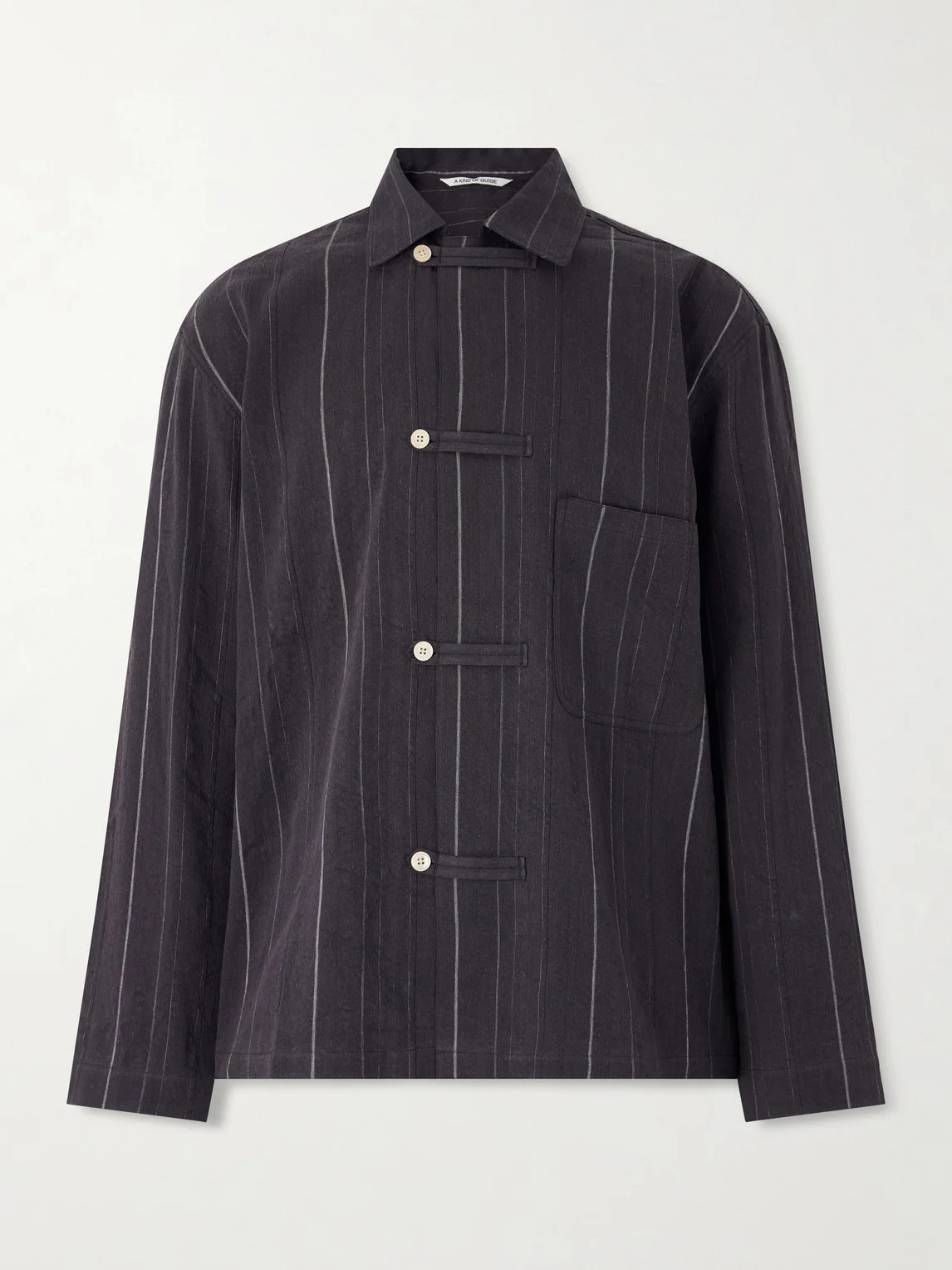 Matara Cropped Pinstriped Cotton and Linen-Blend Overshirt - 1