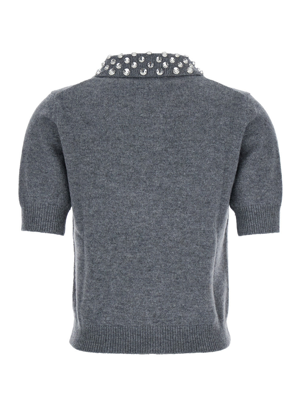 Blumarine Women Grey Polo Shirt  With Collar Beaded In Wool Woman - 2