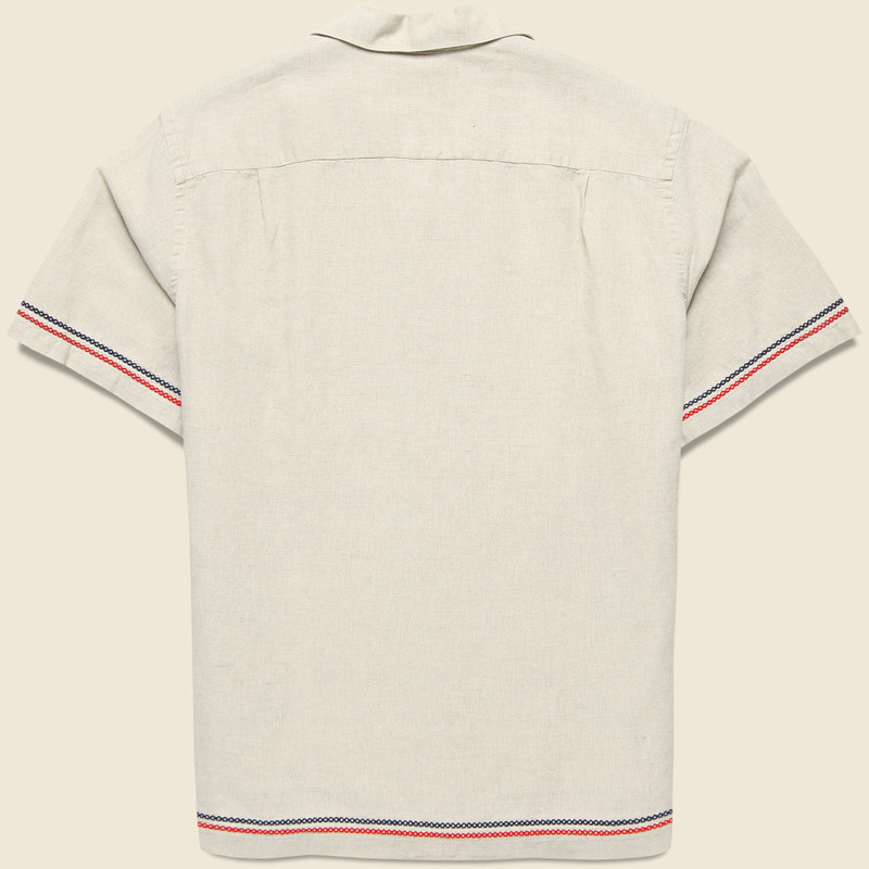 Portuguese Flannel Cross Stitch Camp Shirt - Ecru outlook
