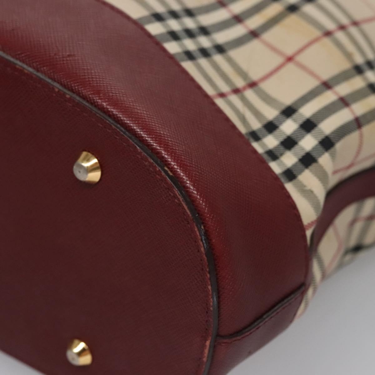 Burberry Nova Check Tote Bag Canvas Leather Beige Red Gold - 14