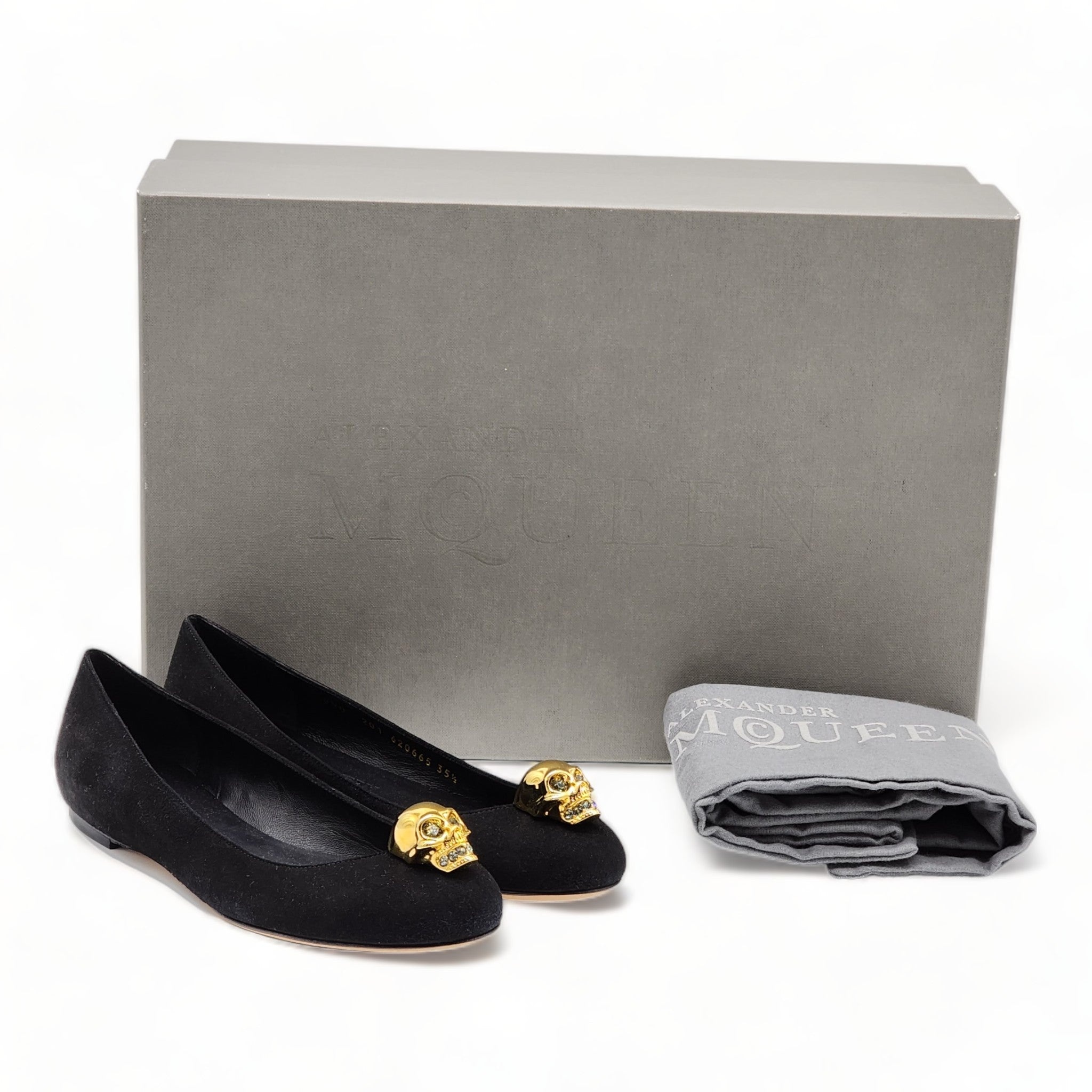 Alexander McQueen Skull Ballerinas Black - Velvet - Black - 35.5 - 2