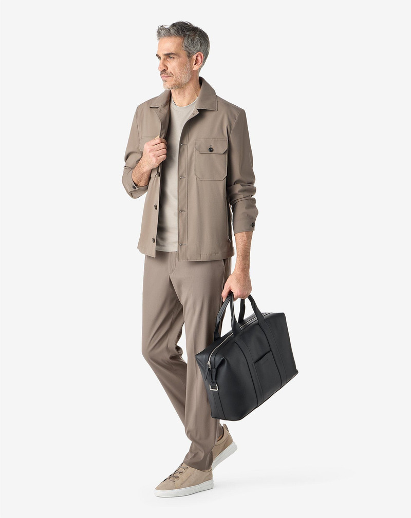 CORNELIANI Dark beige technical wool chinos outlook