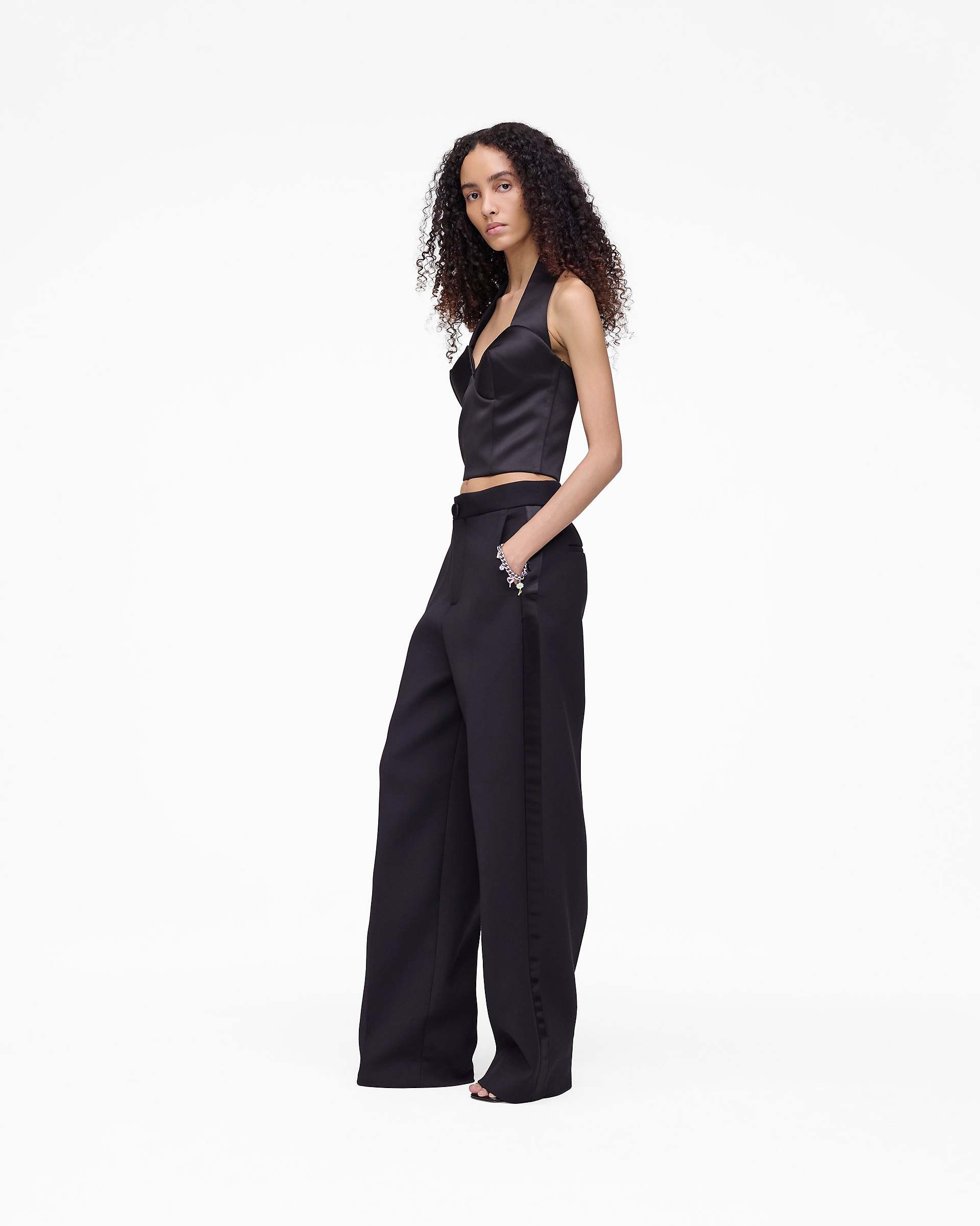 SCULPTED SATIN HALTER TOP - 4