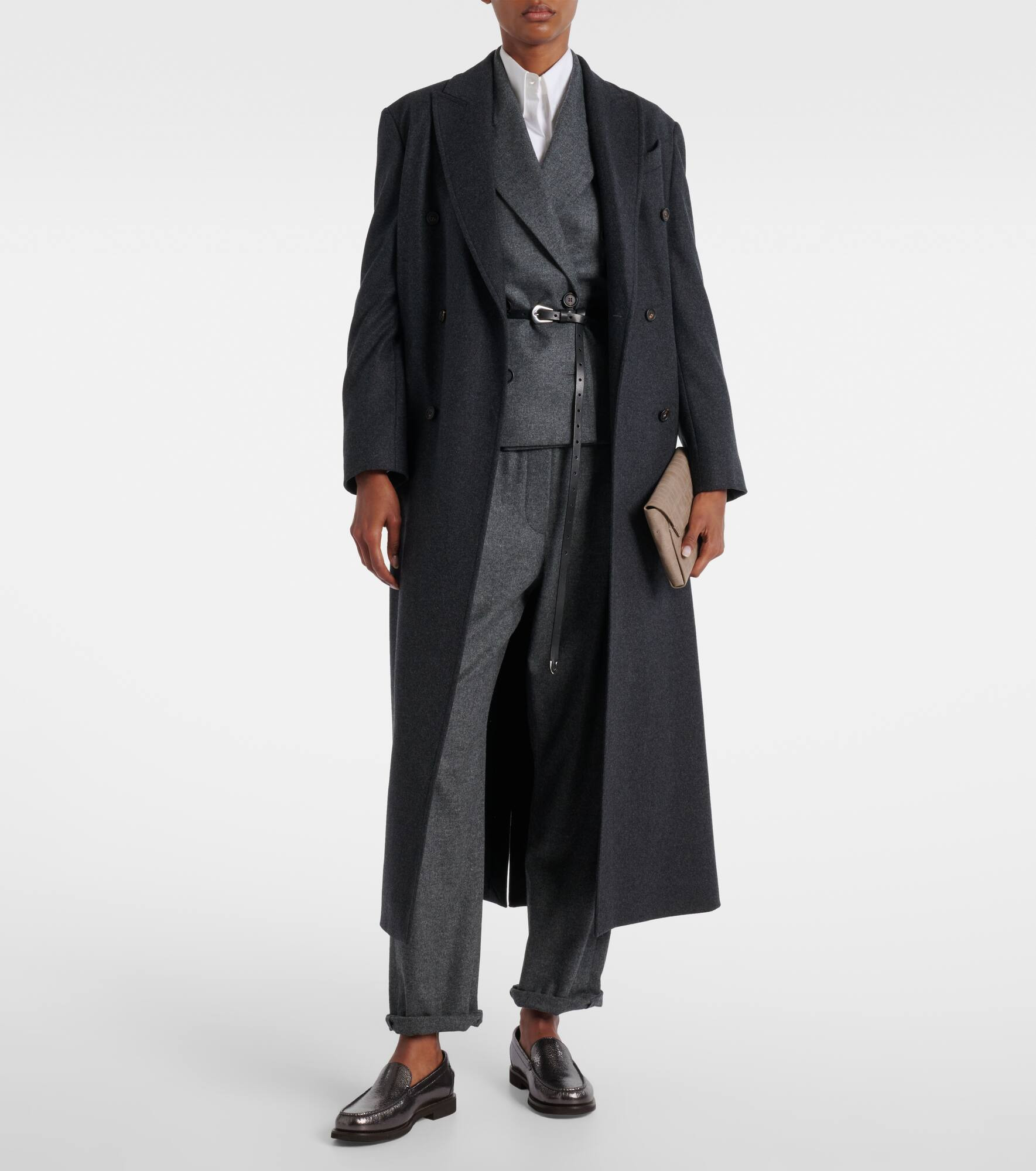 Cropped wool and cashmere straight pants - 7