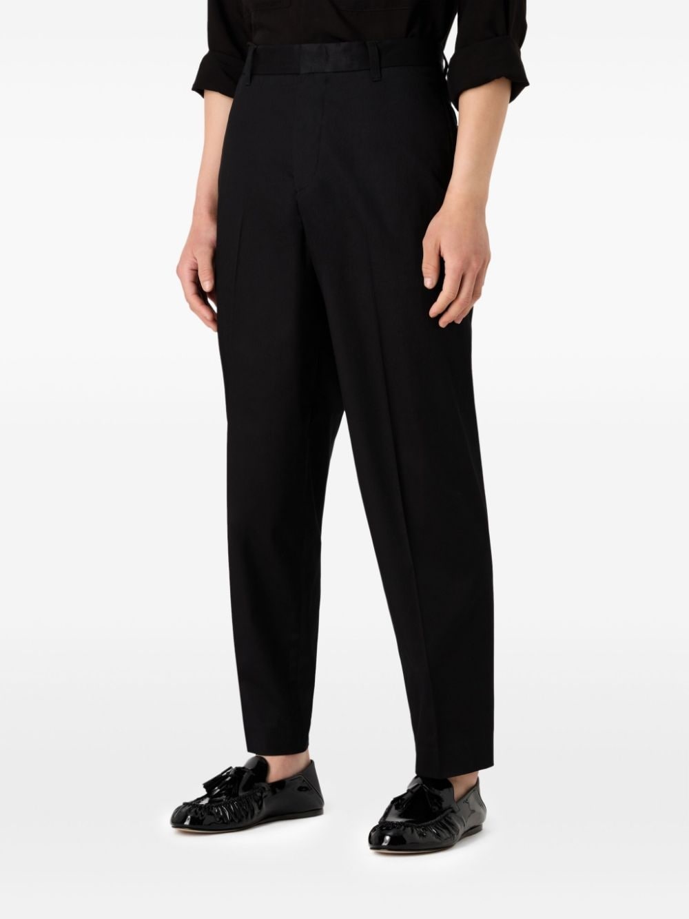 cotton-blend tapered trousers - 3