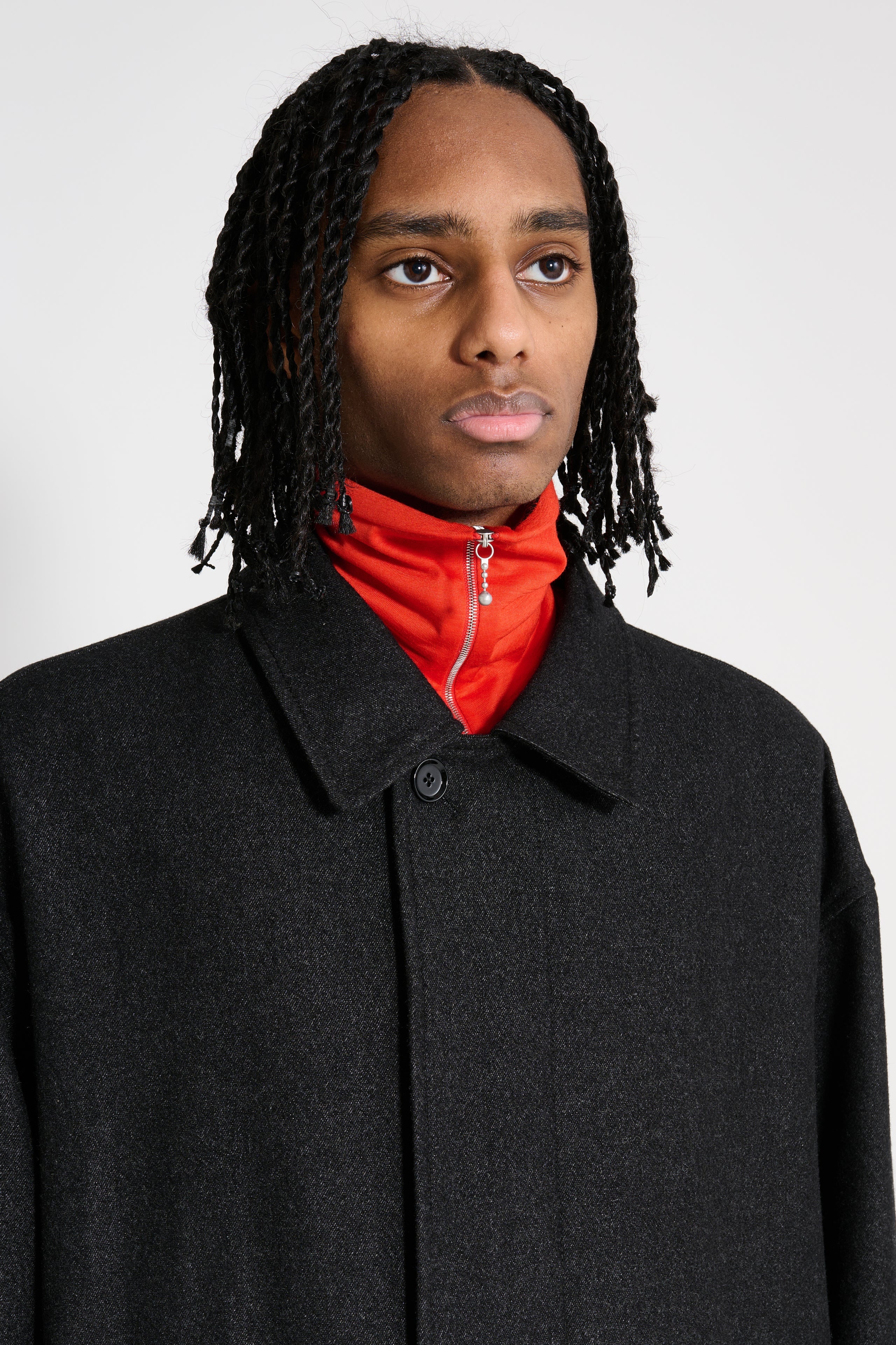 LEMAIRE BOXY OVERCOAT BLACK / GREY MELANGE - 6