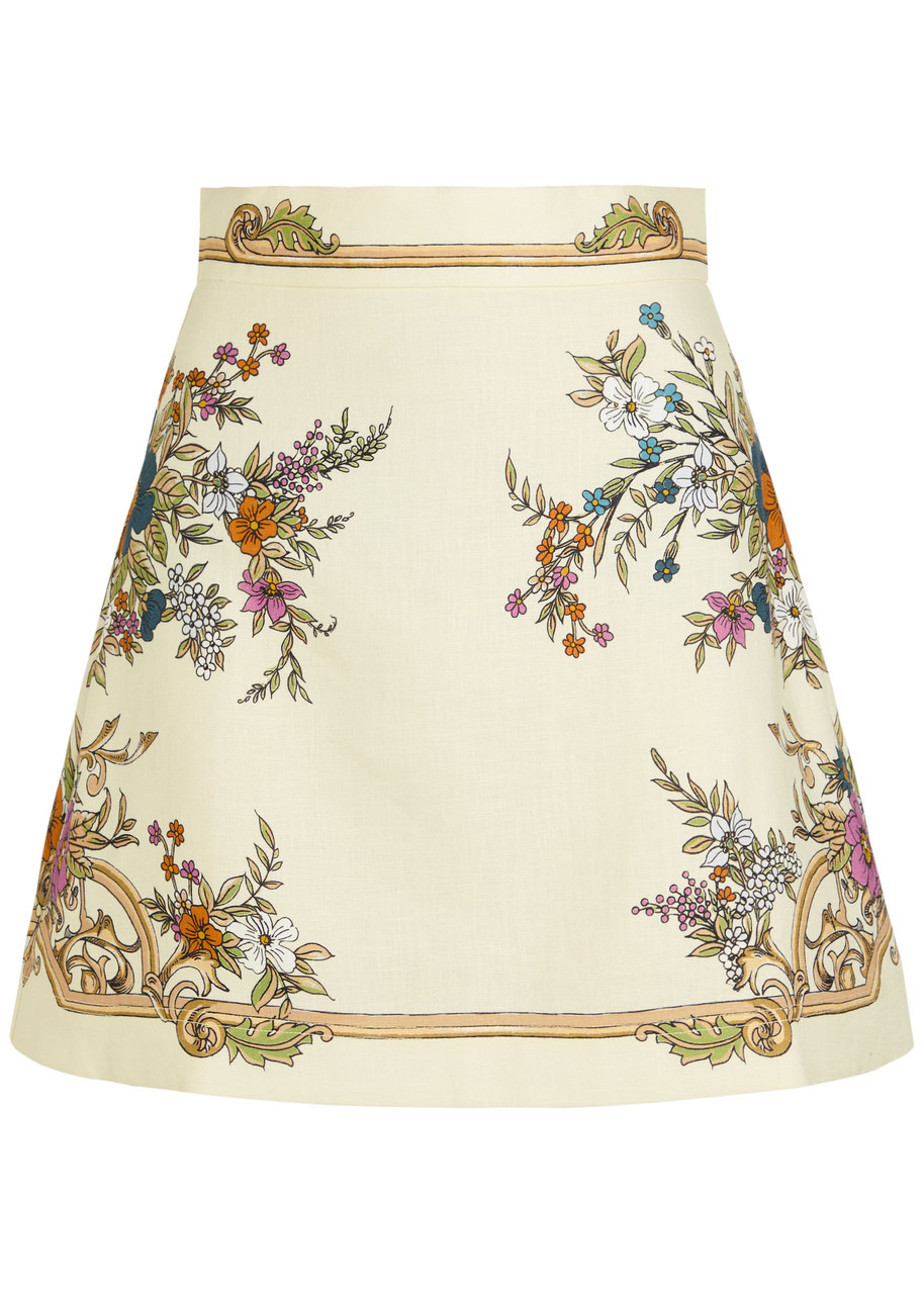 Alemais Antoinette Floral-print Linen Mini Skirt - 1