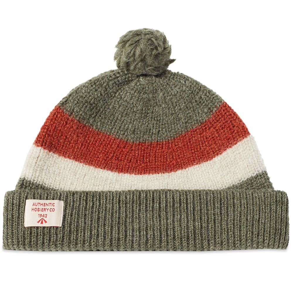 Nigel Cabourn Striped Pom Pom Beanie - 1