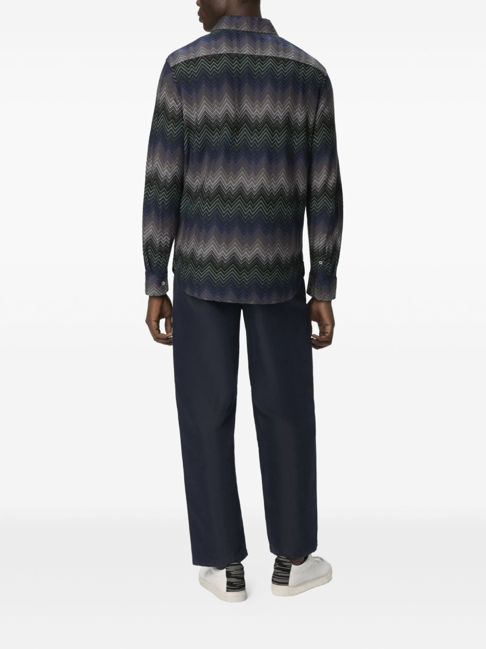 chevron-pattern long-sleeved shirt - 3