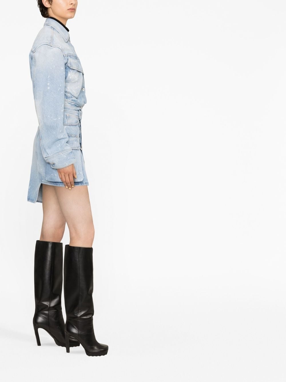 distressed cropped denim jacket - 4
