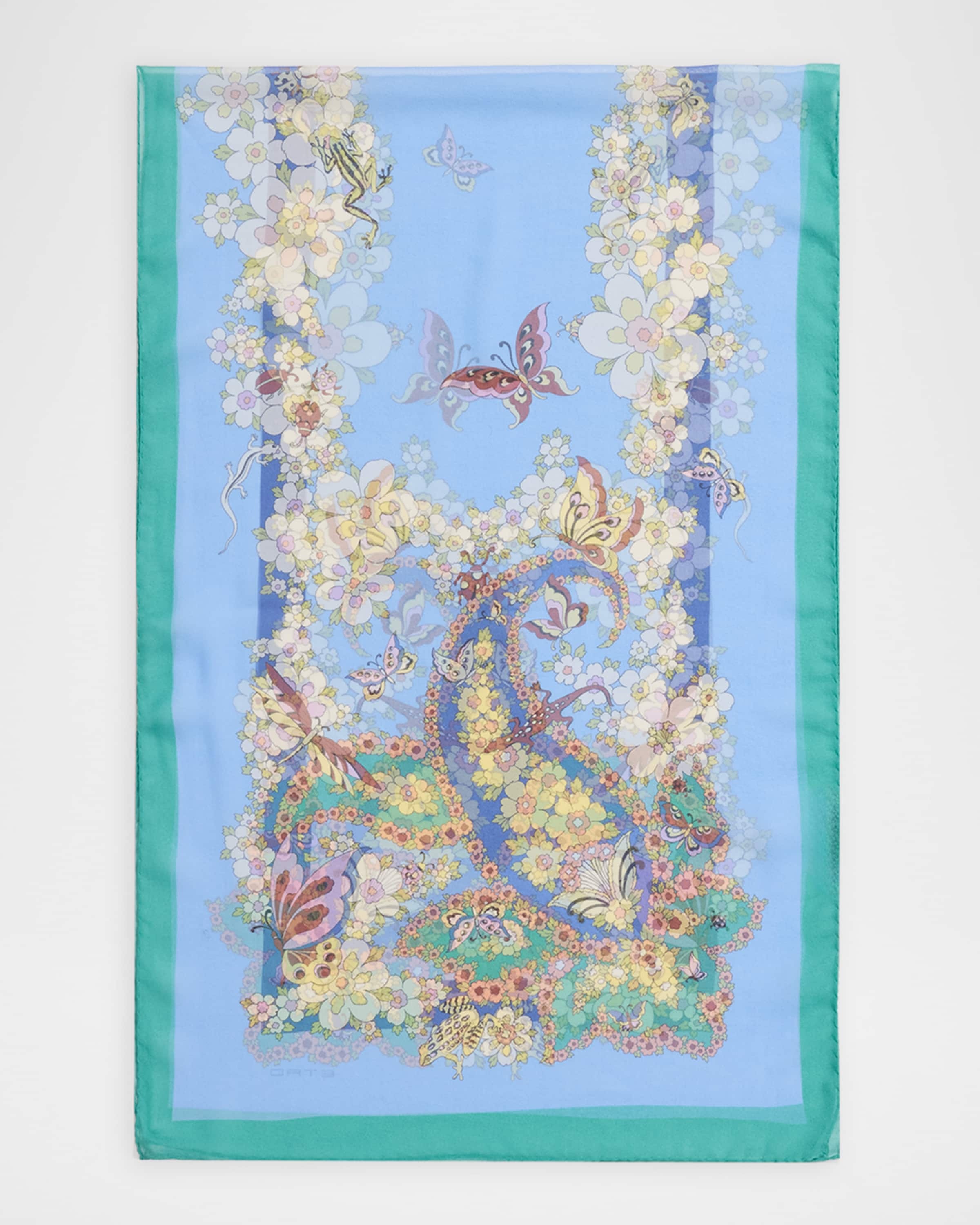 Etro Tosca Paisley-Print Silk Scarf neimanmarcus REVERSIBLE