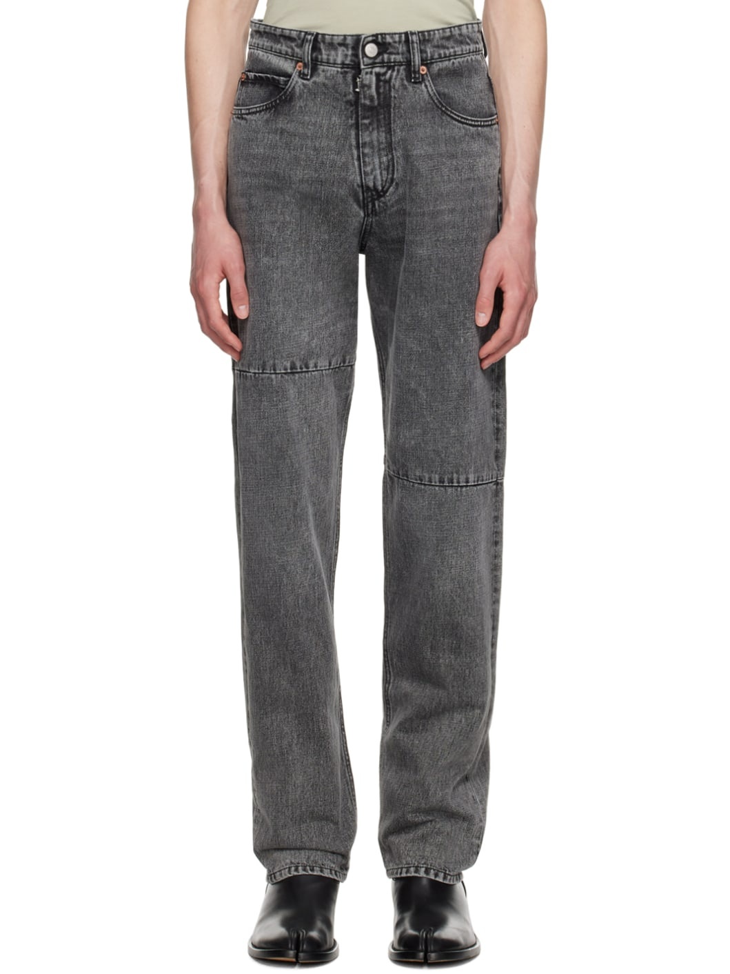 Gray Paneled Jeans - 1
