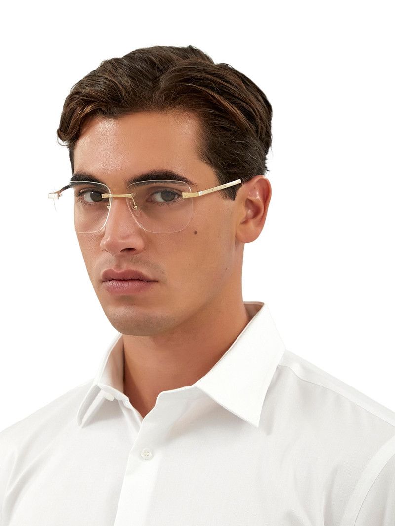 Men's Santos De 58MM 24K Gold-Plated Square Optical Glasses - Gold 4