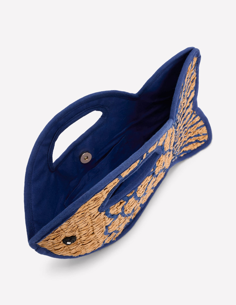 Novelty Fish Clutch-Natural/Bright Blue 5