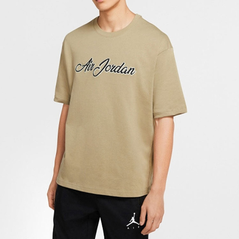 Jordan Air Jordan Remastered Logo Embroidered Round Neck Short Sleeve Olive Green CJ6218-225 outlook