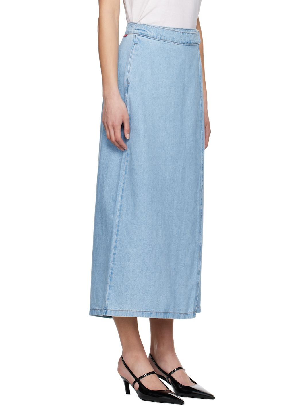 Blue Column Wrap Denim Maxi Skirt - 2